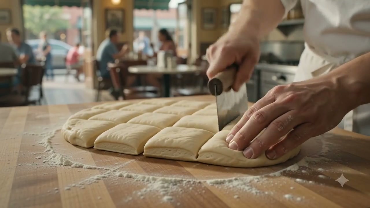 Beignets being prepared